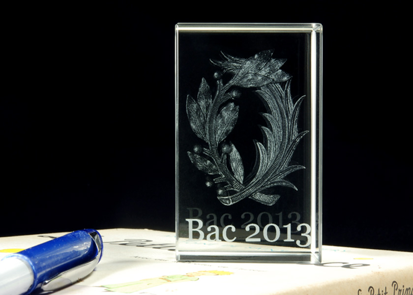 trophée BAC en verre