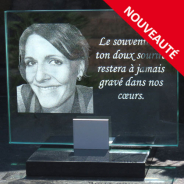 Plaque funéraire en verre 23x18 cm