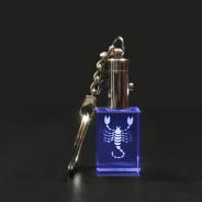   Porte-clés Scorpion<br />Texte personnalisable<br />      (LED bleue)